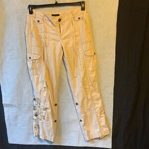 Express Cream Cargo Pants Embroidered Utility Ankle Pants Size 10